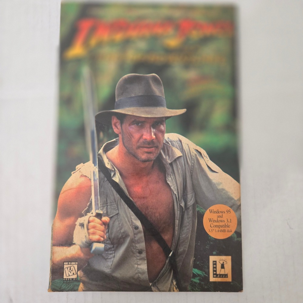 Vintage 1996 Indiana Jones Desktop Adventures PC Big Box 3.5 Floppy LucasArts